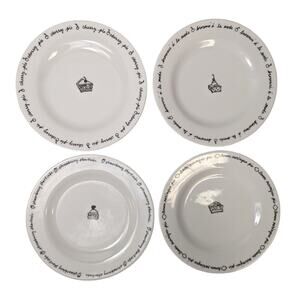 4 Pottery Barn Dessert Plates Brownie Cherry Lemon Pie Shortcake Kawaii Cottage